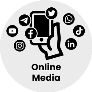 Isilumko-Activate A black and white icon with the words online media.