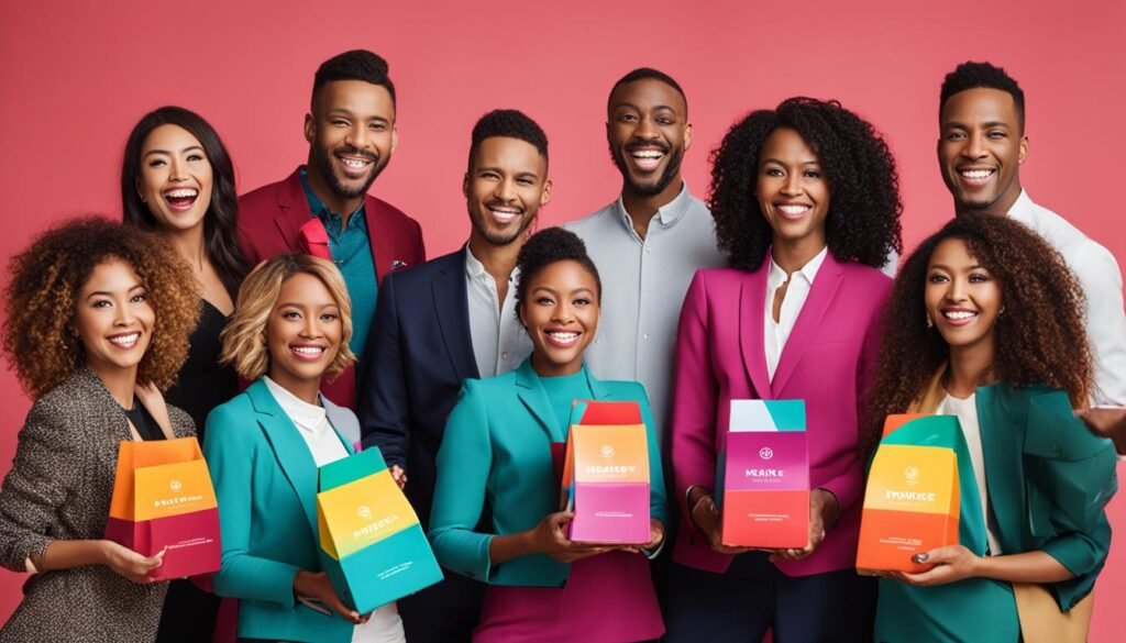 Isilumko-Activate A group of business people holding brand ambassador boxes.