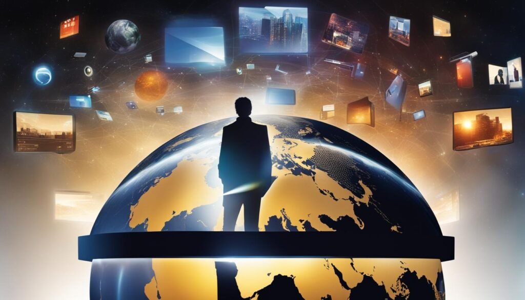 Isilumko-Activate A man promoting agencies, standing on top of a globe.