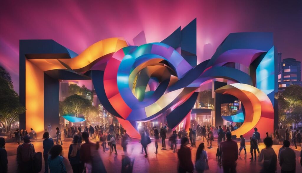 Isilumko-Activate A group of people engaging in brand activations around a large sculpture.