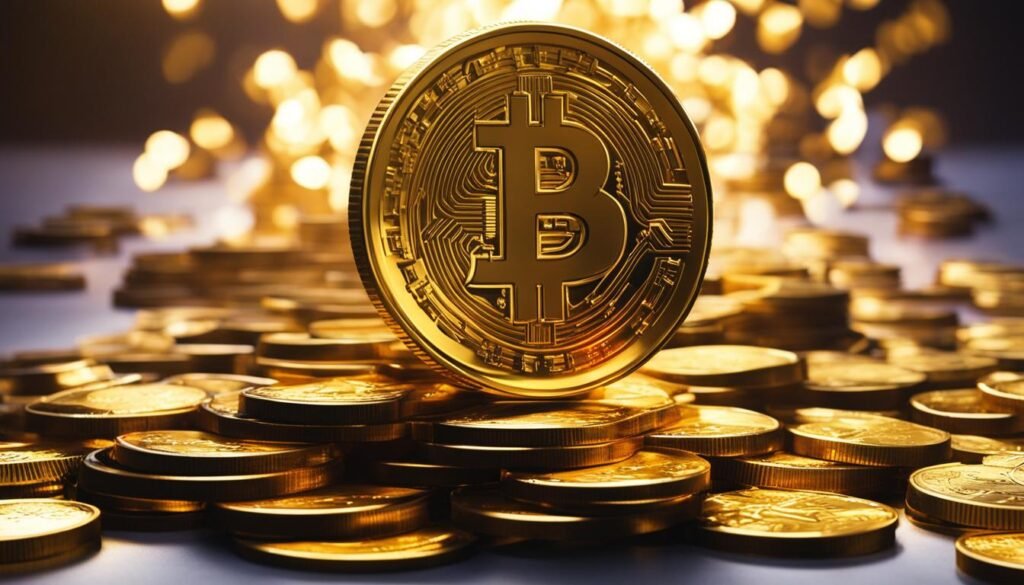 Isilumko-Activate An effective promotion featuring a bitcoin sitting on top of a pile of gold coins.