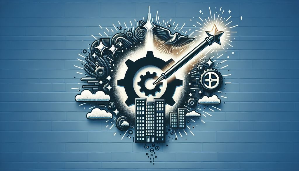 Isilumko-Activate A drawing of a gear on a blue wall.