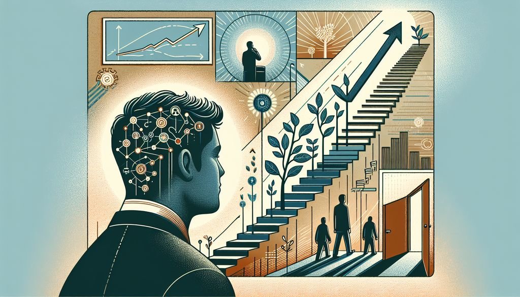 Isilumko-Activate An illustration of a man looking up at a staircase.