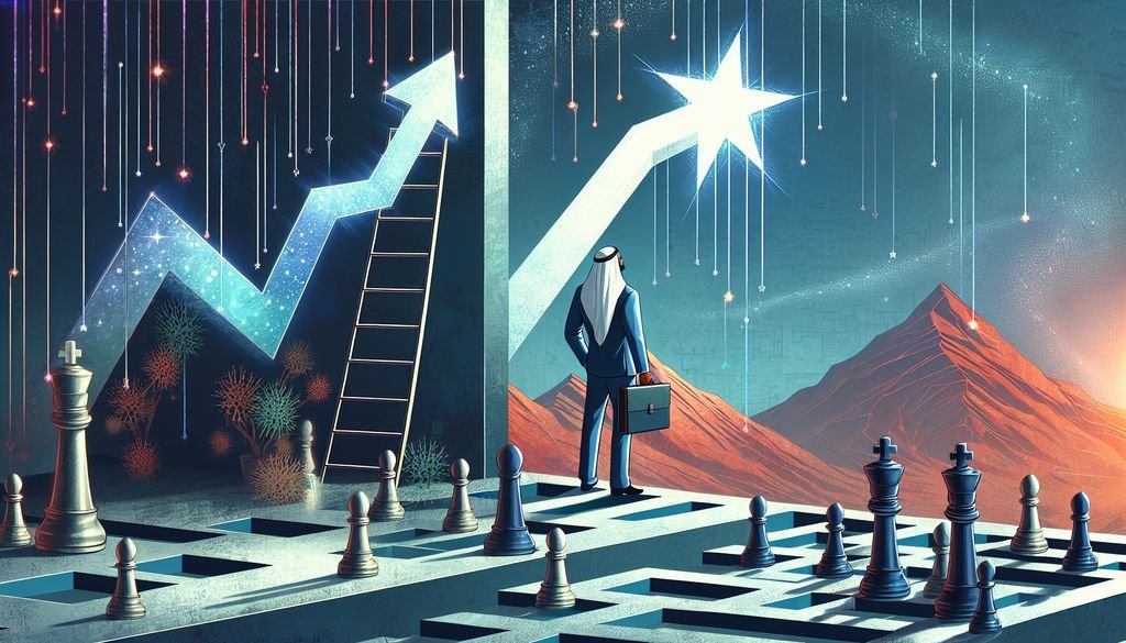 Isilumko-Activate A man standing in front of a maze with chess pieces and a ladder.
