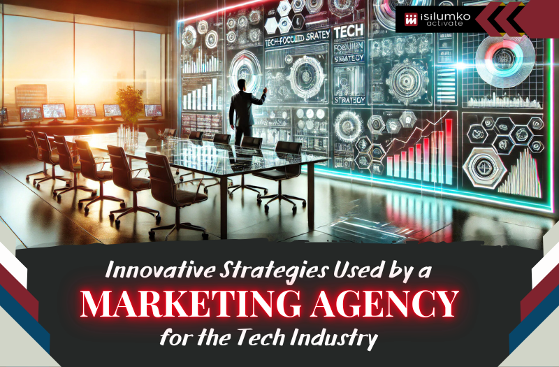 Isilumko-Activate A person interacts with futuristic digital displays in a modern office, showcasing innovative strategies by a marketing agency for the tech industry.